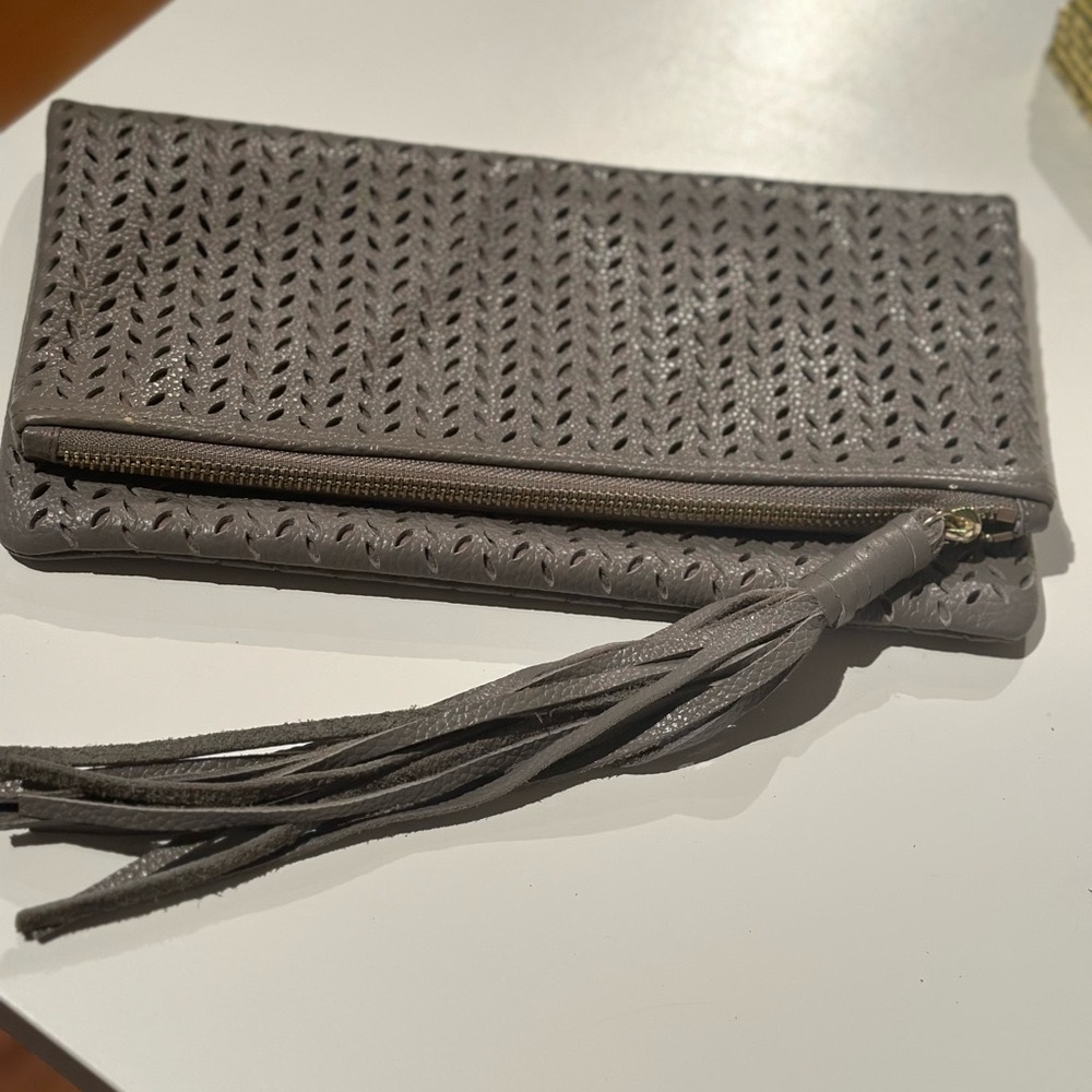 Gray soft clutch purse by Below the Belt